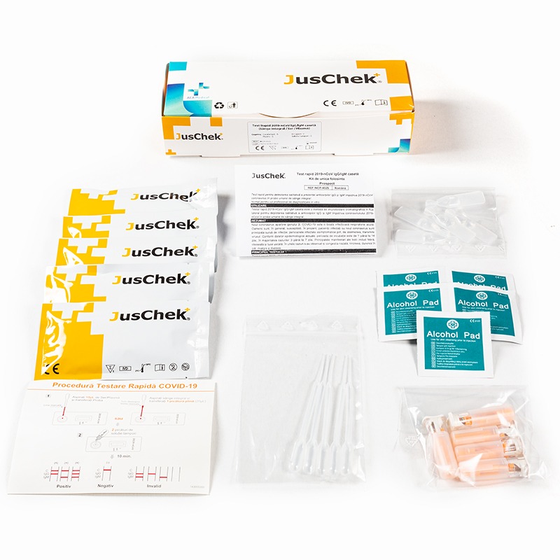 AEA Medical - Test rapid JusCheck IgG IgM 5 buc cutie continut 800px